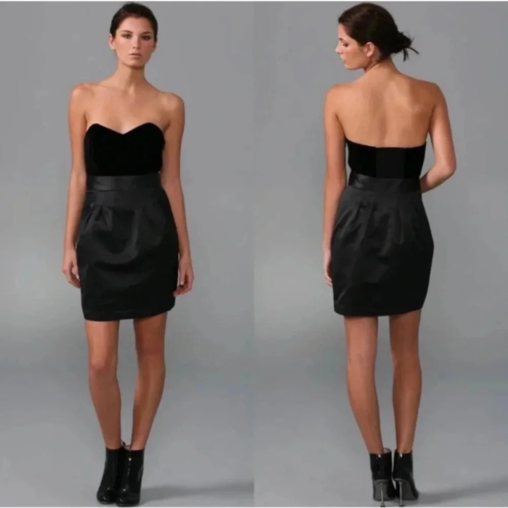Theory Chanessa Strapless Velvet Top Mini Dress Sz 0